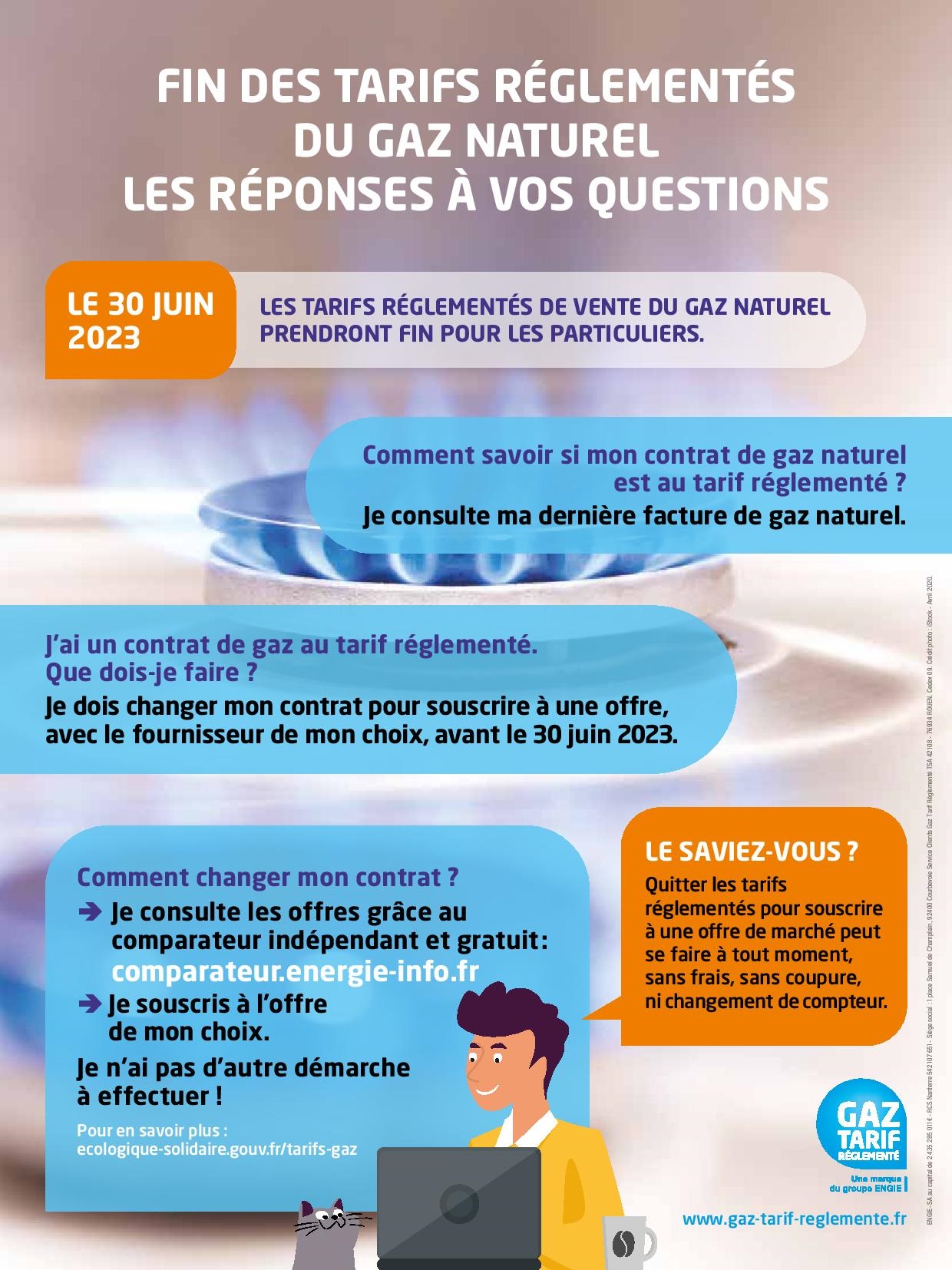 Affiche fin tarifs réglementés gaz